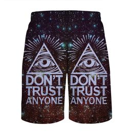 Harajuku Dames Heren Triangle Eyes Galaxy 3D Shorts Vertrouwen niet iedereen Brief Print Running Shorts Gym Basketball Shorts