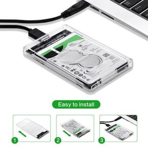 Disco duro USB 3.0 SATA Externo 2.5 pulgadas HDD SSD Caja Caja Caja transparente Cubierta