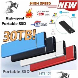 Harde schijven 60Tb SSD Originele schijf 30Tb Hoge snelheid Externe mobiele Solid State Draagbare USB 3.0 Type-C Voor laptop Notebook Drop Deliv Ot7Hy