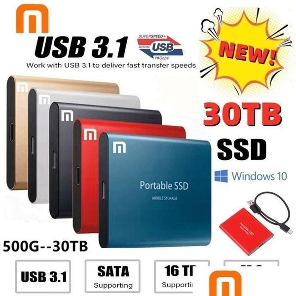 Disques durs M.2 SSD 500 Go 1 To Flash Drive externe Typec haute vitesse USB3.1 2 To 4 To 8 To stockage disque HD portable pour ordinateur portable 221105 Dr Dht7Q