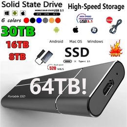 Discos duros Protable SSD Type-C USB3.1 16TB 4TB 2TB 1TB Alta velocidad 500GB Almacenamiento móvil de estado sólido externo para computadora portátil PS4 221105