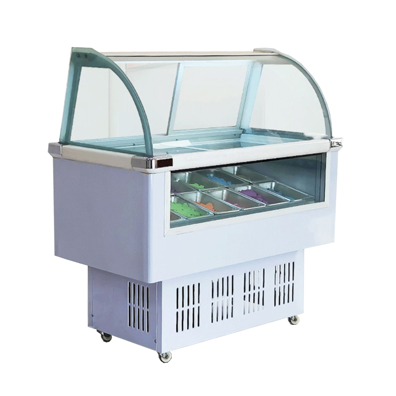 Hard Ice Cream Showcase italiensk gelato glas Displayfodral Frukt Popsicle Display skåp kommersiell glass förvaringsmaskin