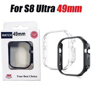 Boîtier de montre en plastique acrylique PC dur pour Apple Watch iwatch S8 Ultra 49mm Transparent Noir ROUGE Bleu Or Rose avec boîte de vente au détail