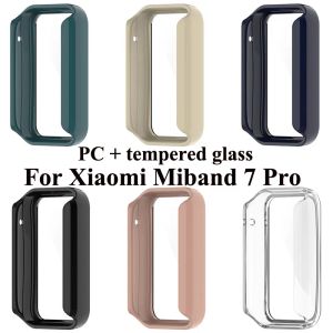 PC dur et boîtier mat avec protecteur d'écran en verre trempé compatible pour Xiaomi Miband 7 Pro Smart Watch Accessories LL