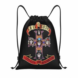 Hard rockband Guns N Roses Drawstring Backpack Women Men Gym Sport Sackpack Portable Bullet Logo Shop Bag Sack N583#