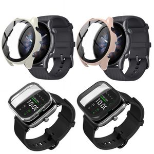 Coque rigide de protection d'écran en verre, étui pour Amazfit Bip3 GTR 3/3pro GTS 2 GTS3 GTS2 Mini/Bip U/GTR3 Pro GTR2/GTR2e