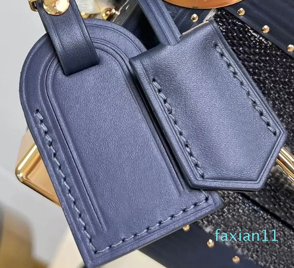 Sac de boîte de coffre dur bleu Denim sac à main coloré femmes mode ToteDesignerTop poignée étui cosmétique Super Top miroir qualité luxe sac à bandoulière