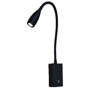 Topoch Zwarte wandlampen Hard bedraad met schakellamp Flexibele arm LED 3W Soft Emit No Flare voor slaapkamer Corridor Studie Foyer AC100-240V DC12V/24V Leeslicht