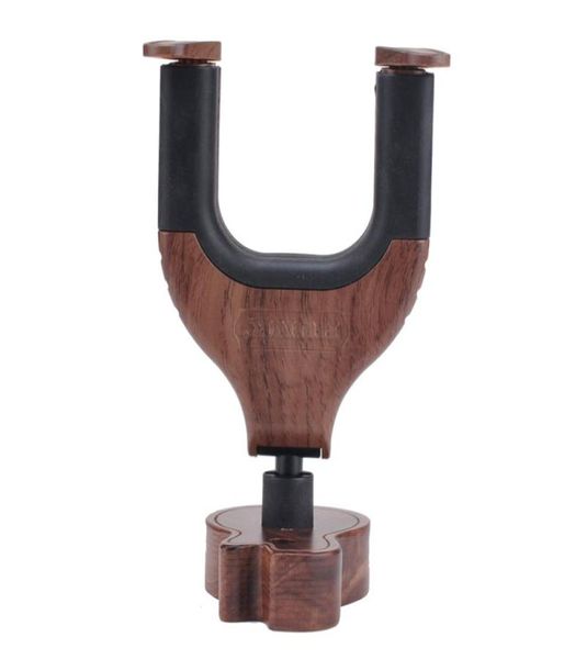 Base de madera dura en forma de guitarra, gancho para guitarra, soporte de montaje en pared de nogal negro para guitarra eléctrica clásica acústica, bajo 4337700