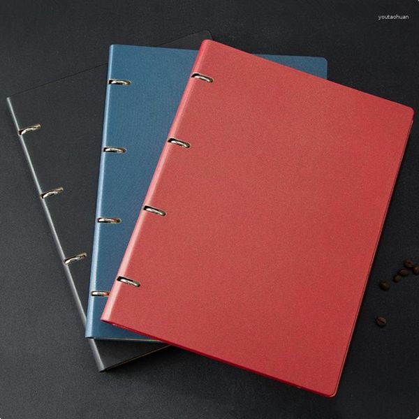 Tosco de techo duro A4 Tamaño de tamaño Notebook Binder Binder Revistas de cuero con logotipo azul de hojas sueltas Planificador