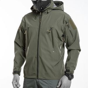 Hardshell imperméable à l'eau veste pour hommes costume tactique militaire pêche en plein air randonnée Camping survêtement manteau coupe-vent multi-poches 240123