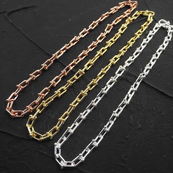 Cadenas de diseñadores hardwear graduado Collar cruzado para mujer Serie Collar de eslabones de cadena Encanto Pequeña marca de lujo Joyería 925 Plata esterlina