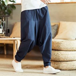 Sarouel hommes solide lâche décontracté hommes Style coréen coton grande taille pantalons de survêtement pantalon masculin 220817