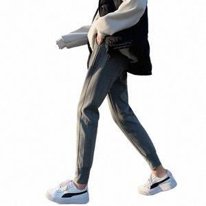 Harem Femmes Pantalons Chaud Hiver Casual Lâche Joggers Style Coréen Noir Taille Haute Gris Épais Polaire Pantalon de Survêtement d'entraînement pour Femmes n9c6 #