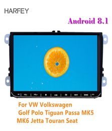 Harfey 2din Android 8.1 9 "3G pour VW Golf Polo Tiguan Passa MK5 MK6 Jetta Touran Seat Car Autoradio GPS Multimedia7334528