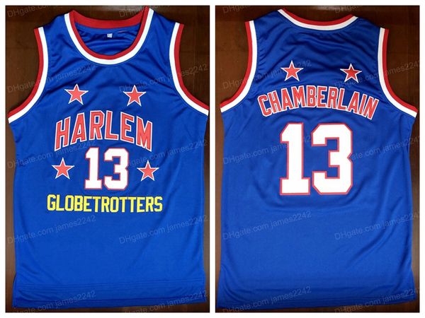 Harlem Globetrotters 13 Wilt Chamberlain College Basketball Jersey Vintage Blue All Ed Size S-3XL