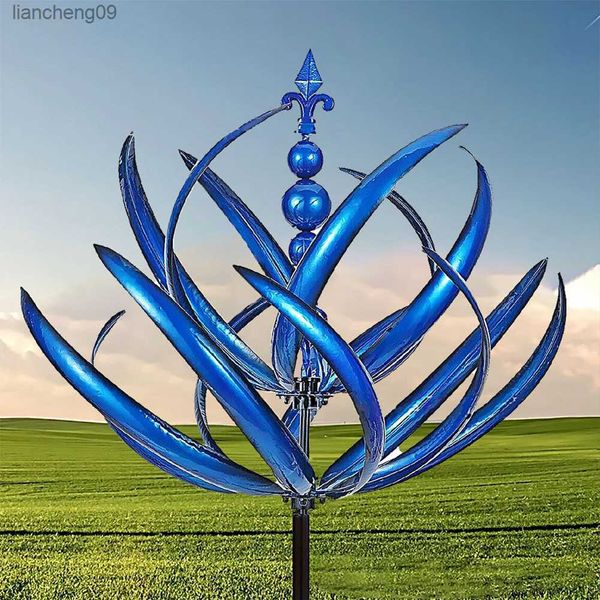 Harlow Wind Rotator Unique Wind Rotating Windmill Amovible Bleu Durable Réfléchissant avec prise de terre Art Crafts Lawn Decor L230620