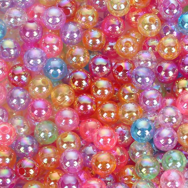 50/100/500 pièces 45 couleurs perles acryliques ABS transparentes perles rondes en vrac pour la fabrication de bijoux accessoires de bracelet à bricoler soi-même 4-12MM bijoux de modeBeads Jewelry