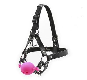 Harnas Ball Gag Ademend Siliconen Mondknevel met Neushaak Bdsm Bondage Gear Fetish Play Zwart Rood Roze Volwassen Speelgoed voor Dames2634532229