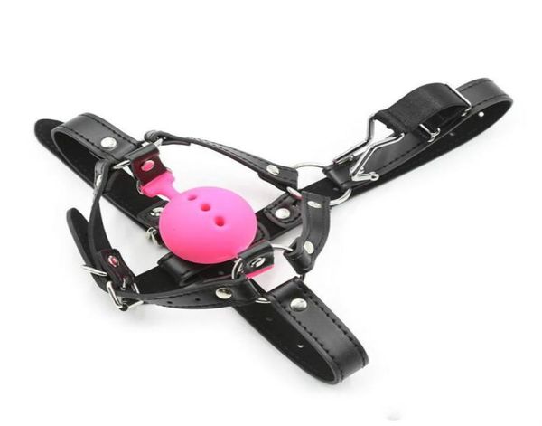 Gags del arnés Gags Bdsm Bdsm Bondage Silicone Ball Gag con Hook Hook Fetish Play Juguetes Restricciones de tortura de esclavos para Housewife8336106