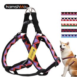 HamshMoc Harnais réglable en nylon pour chien - Harnais souple pour chien - Concepteur de poitrine à carreaux pour la marche des chiens de petite, moyenne et grande taille