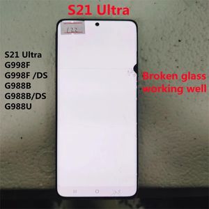 Harnassen Origineel voor Samsung Galaxy S21 Ultra LCD S21 Ultra 5g G998f G998f/ds LCD-scherm Touch Digitizer Glas Gebroken Werken Goed gebruikt