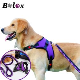 Harnesses Reflective Dog Harness Leash Set Pet dog Lead adjustable Vest Harnesses For Small Meduim Large Dogs Training Walking Perfect