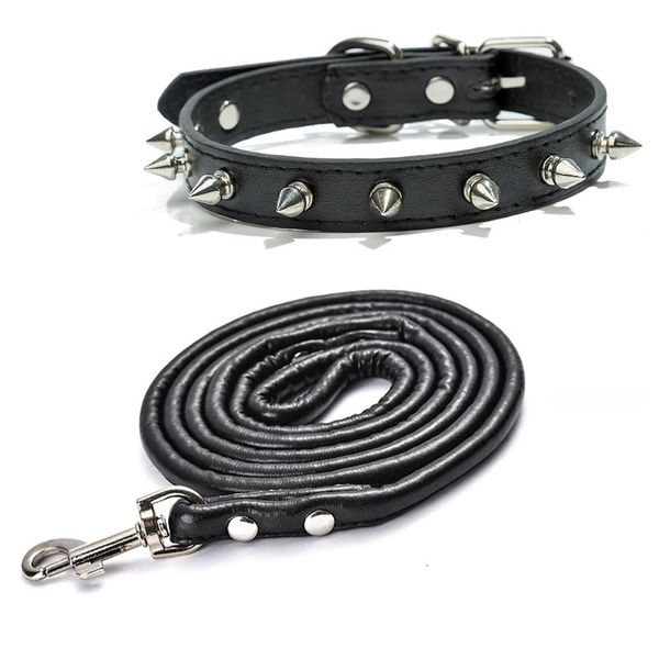 Colliers de chien en cuir clouté à pointes PU pour petits chiens moyens de chiens rivets pour animaux de compagnie Produits anti-coude de cou 240428