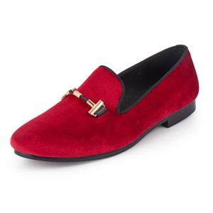 Harpelpunt Italiaanse mannen jurk schoenen gesp strap trouwschoenen rood fluwelen loafers maat 6-14