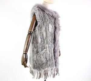 Harppihop Fur New Natural Fur Vest Gilet de punto de piel genuino con chaquetas de abrigo largo con capucha Mujeres Invierno V21105 Q08274870993
