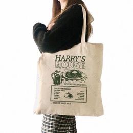 Harry's House Pattern Tote Bag Casual Canvas Shop Bag Sacs de voyage Grande capacité Sac à bandoulière Esthétique Sacs pliables e5ud #