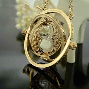 Time Reversal Hourglass Necklace 360 degrés rotatif Time Converter Magic Potter Pendentif cadeaux pour enfants Movie Fan Pendentif Collier