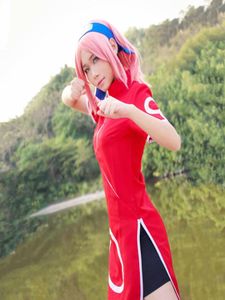 Costumos de cosplay de Haruno Sakura Cheongsam Anime Naruto Clothing Halloweenmasquerademardi Groharnival trajes6354340