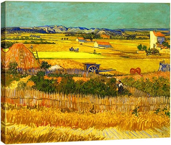 Harvest en La Crau con Mont Majour Lienzo Impresiones Arte de pared de Van Gogh Famosas pinturas al óleo Reproducción Imágenes rurales clásicas para decoraciones para el hogar Resumen moderno