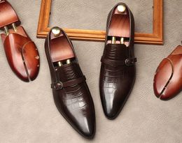 Moraillon décontracté hommes Oxford robe chaussures en cuir véritable costume sans lacet affaires mariage bout pointu formel italien robe chaussure Lofers