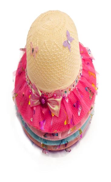 Chapeau enfants chapeau pare-soleil été bloc solaire petite fille princesse chapeau dentelle petit frais le papillon fly5335499