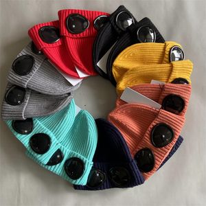 Designer Hoed Goggle Beanie Twee Lensdop Man Vrouwen Winddicht Wol Gebreide Bril Caps Outdoor Sport Hoed Paar CP Beanie