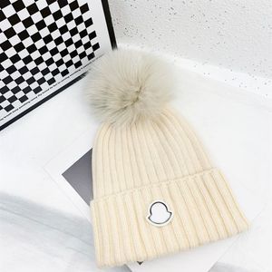 chapeau designer hiver bonnet tricoté lapin cheveux chapeau femmes épais tricoté épais chaud renard peluche balle femmes hommes bonnet chapeau 5 col246t