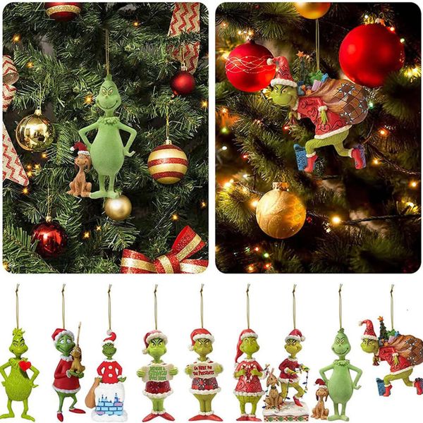 Chapeau elfe cheveux verts rouges avec monstre Noël joyeux Noël pendentif poupée décoration intérieure bonne année cadeaux