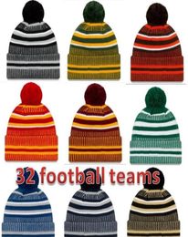 Hat Factory directement nouvelle arrivée des bonnets de ligne de touche American football 32 équipes sports hiver latéral caps tricot caps beanie tricoté4943627