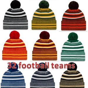 Hoedenfabriek direct Nieuwe collectie Zijlijnmutsen Hoeden American Football 32 teams Sport winter zijlijn gebreide mutsen Muts Knitted286R