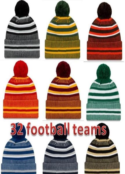 Fábrica de chapéus diretamente nova chegada gorros laterais chapéus futebol americano 32 equipes esportes inverno linha lateral bonés de malha gorro de malha5543506