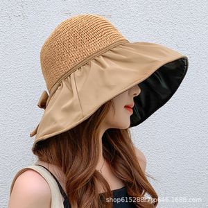 Chapeau pour femmes, chapeau de pêcheur d'été, grand bord, ombrage du visage, colle noire, protection UV, nouveau chapeau de soleil
