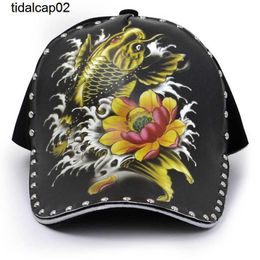 Sombrero gorra de béisbol para hombre ilustración tatuaje carpa loto personalidad moda calle Fengda nuevos sombreros
