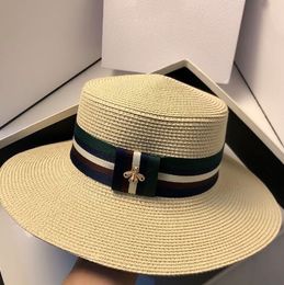 Chapeau multicolore à rayures plat chapeau haut de forme mode d'été coréen voyage résistant au soleil Anti-DDoS grand bord chapeau de paille femmes