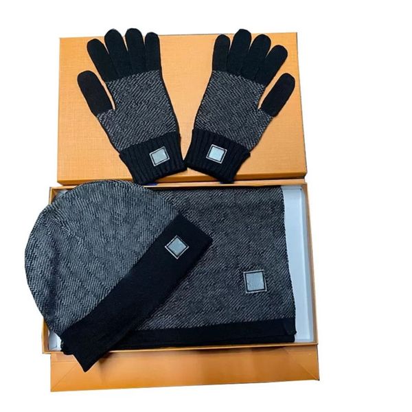 Sombrero bufanda guantes conjuntos mujeres hombres diseñador bufandas gorra guantes invierno al aire libre esquí cálido unisex gorros conjunto vv blanco