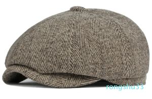 Chapeau épais chaud hommes mâle Vintage laine papa grand-père Ivy octogonal sboy plat