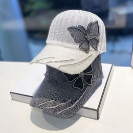 Sombrero, nueva gorra versátil para mujer, complementos de moda de primavera y verano, gorra de béisbol con diamantes de imitación, sombrero de sombrilla calado informal