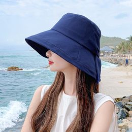 Hoed dames zomer nieuwe Koreaanse versie van de Japanse zonnebrandhoed zon hoed trend boog big daks soft top visser hoed