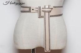 Hatcyggo Cummerbund pour les femmes ceinture de taille en cuir Femelle Rivet Widelong Belt noué STRAP Decoration Accessaires